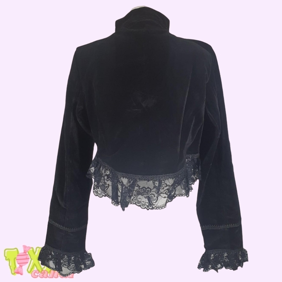 🖤 Gothic Jacket/ Bolero 🦇 Black 🦇 Velvet 🦇 Lace 🖤 - Picture 2 of 8